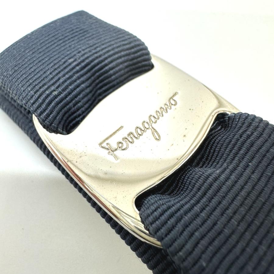 美品 Salvatore Ferragamo サルヴァトーレフェラガモ ヴァラリボン アクセサリー バレッタ ネイビー レディース【中古】 |  | 03