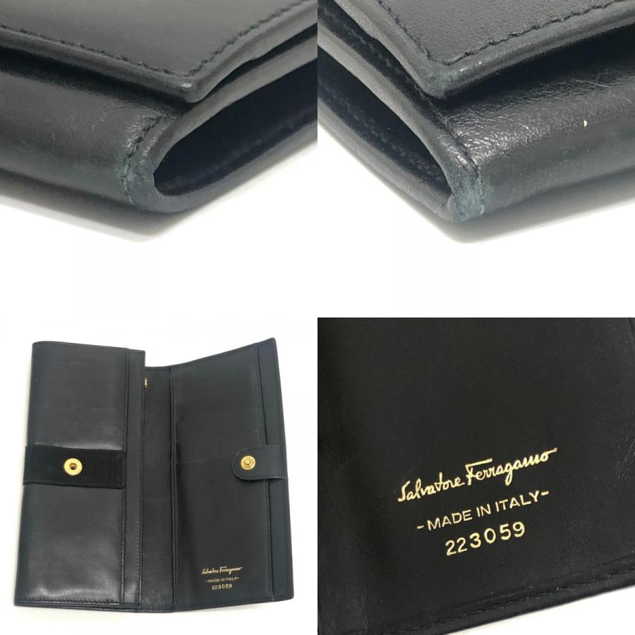 Salvatore Ferragamo サルヴァトーレフェラガモ ヴァラ 財布 ロングウォレット 2つ折り 長財布 ブラック レディース【中古】 |  | 07