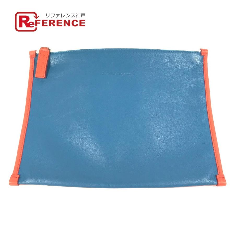 Salvatore Ferragamo サルヴァトーレフェラガモ バイカラー カバン ポーチ クラッチバッグ ブルー メンズ【中古】 | 