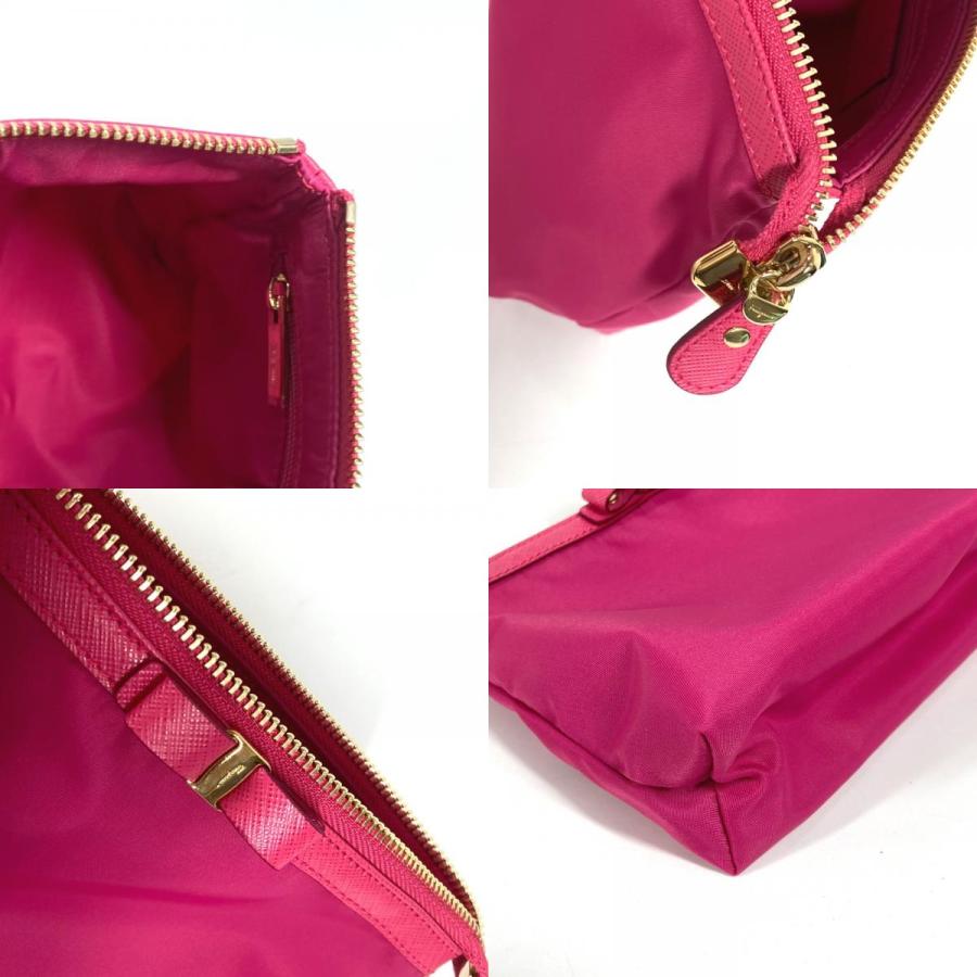 サルヴァトーレフェラガモ　ピンクリボンポーチ 新品同様 Salvatore Ferragamo サルヴァトーレフェラガモ リボン