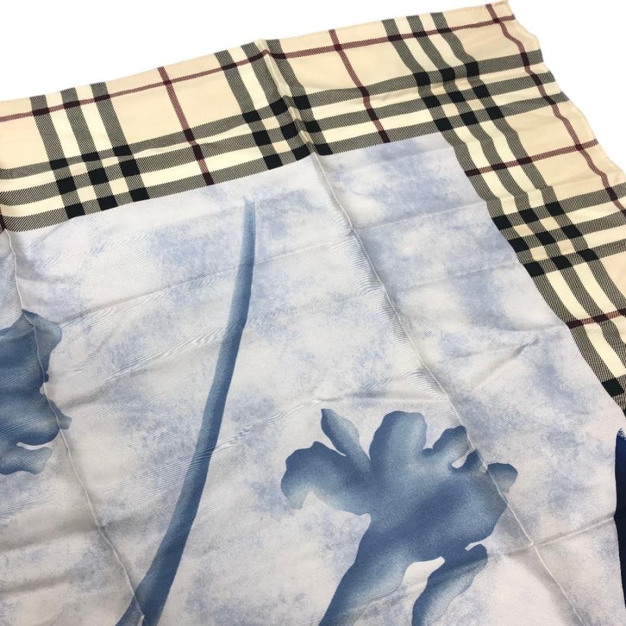 新品同様 BURBERRY バーバリー ZHG06 チェック柄 ファッション小物 フラワーパターン スカーフ ベージュ レディース【中古】_5