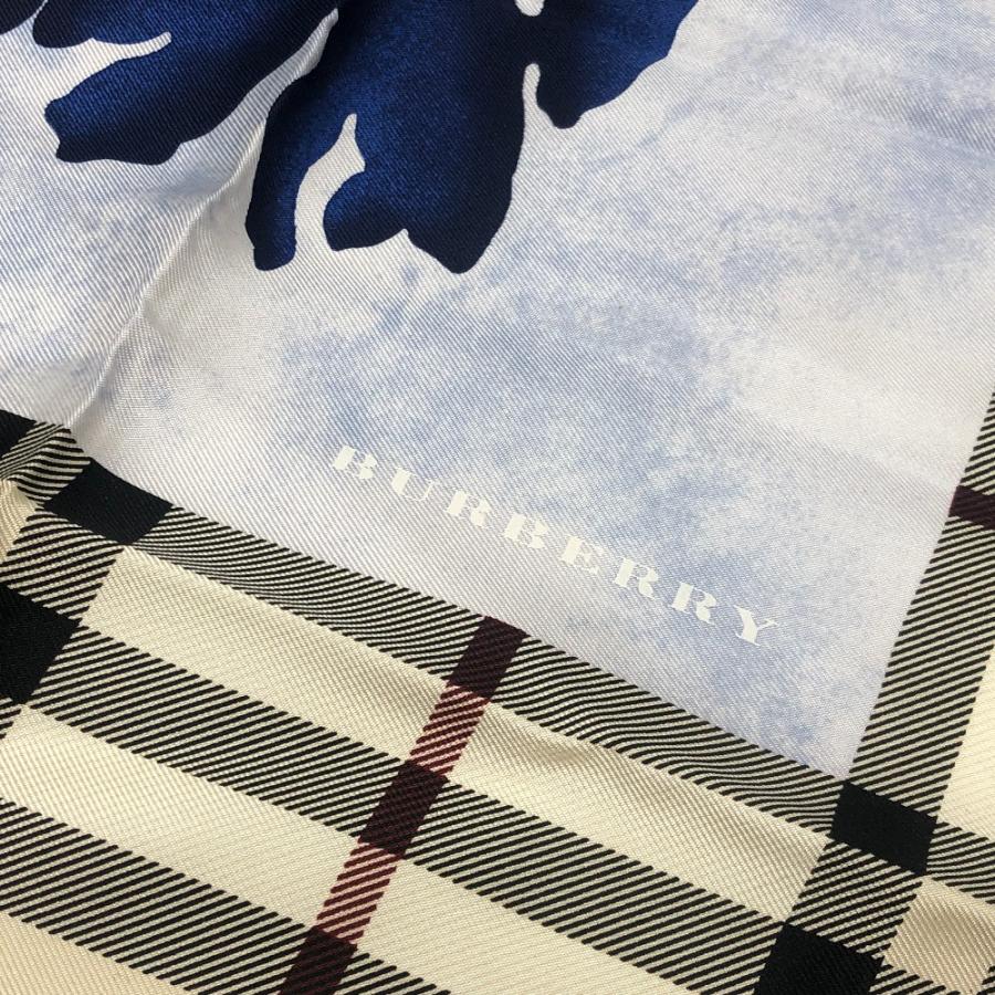 新品同様 BURBERRY バーバリー ZHG06 チェック柄 ファッション小物 フラワーパターン スカーフ ベージュ レディース【中古】_6