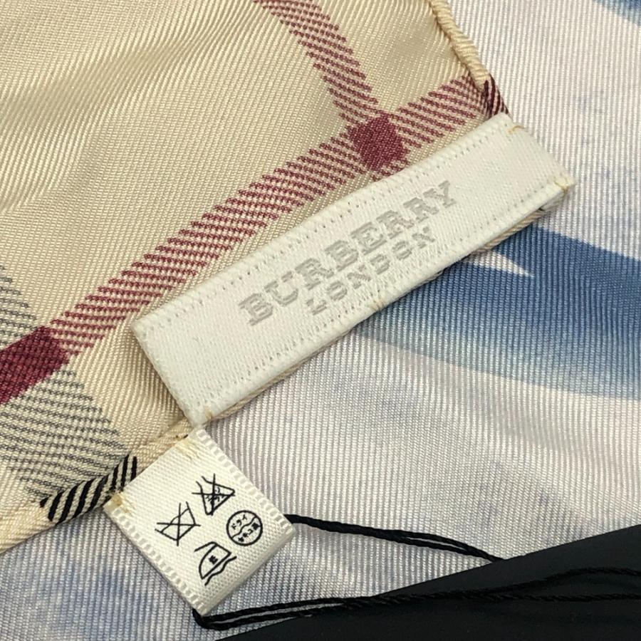 新品同様 BURBERRY バーバリー ZHG06 チェック柄 ファッション小物 フラワーパターン スカーフ ベージュ レディース【中古】_8