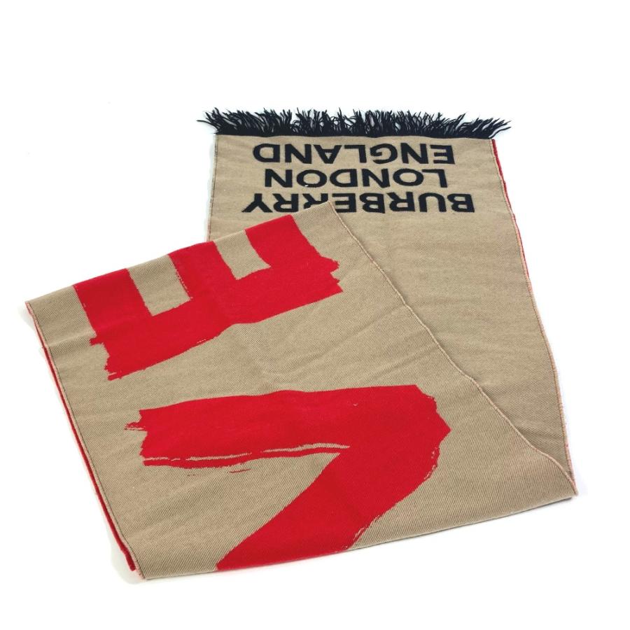 バーバリー BURBERRY スカーフ 8037534 フリンジ LOVE ファッション小物 フリンジ マフラー ウール ブラウン 美品 BURBERRY（バーバリー） 美品 8037534 スカーフ LOVE ファッション小物