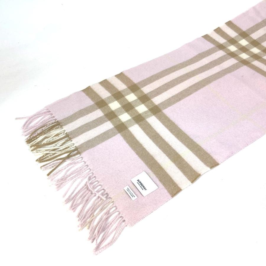 BURBERRY バーバリー フリンジ チェック柄 アパレル マフラー カシミヤ ピンク レディース【中古】 | BURBERRY | 03