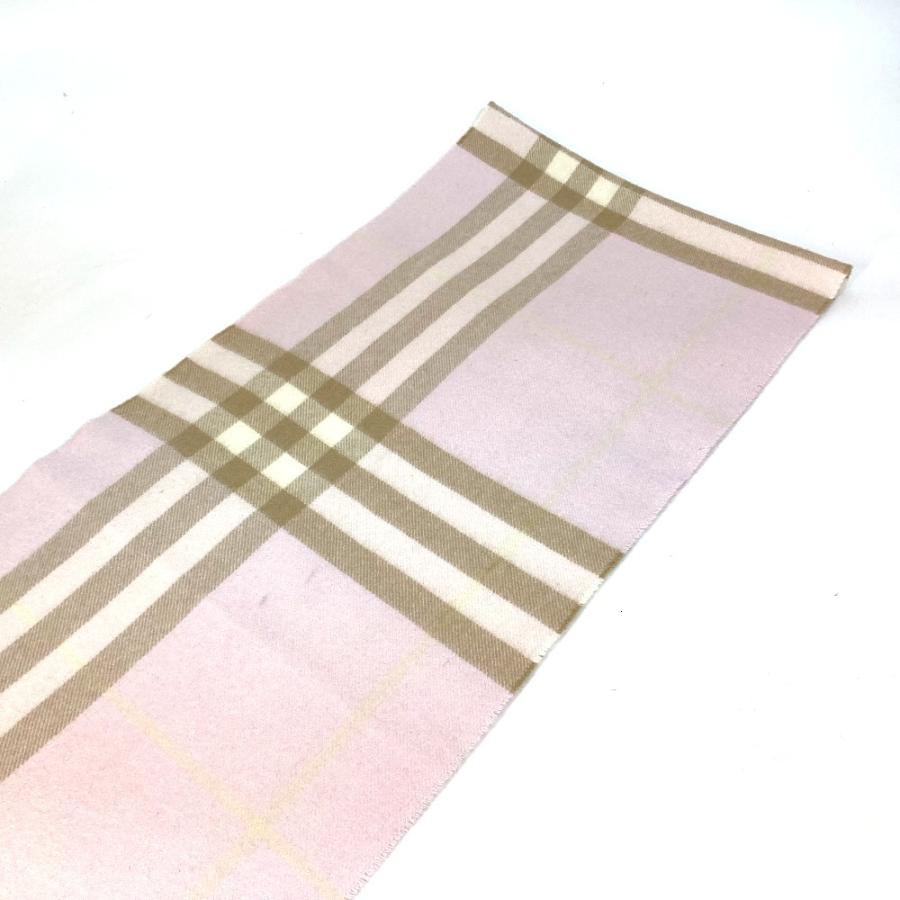 BURBERRY バーバリー フリンジ チェック柄 アパレル マフラー カシミヤ ピンク レディース【中古】 | BURBERRY | 04