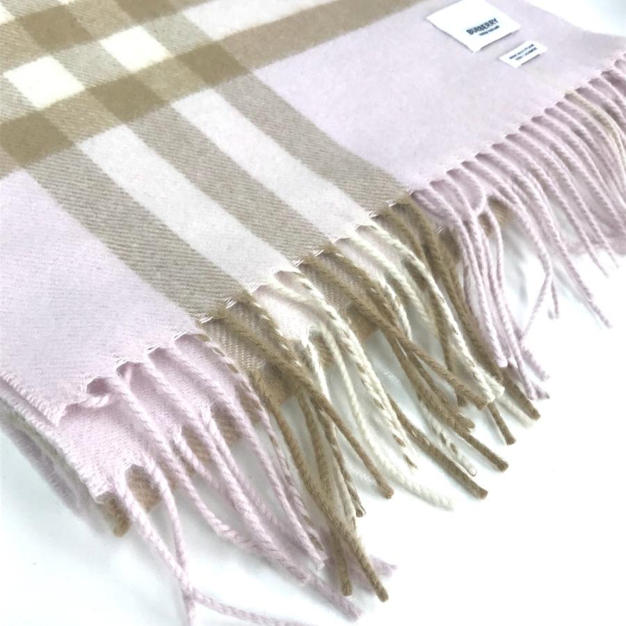 BURBERRY バーバリー フリンジ チェック柄 アパレル マフラー カシミヤ ピンク レディース【中古】 | BURBERRY | 06