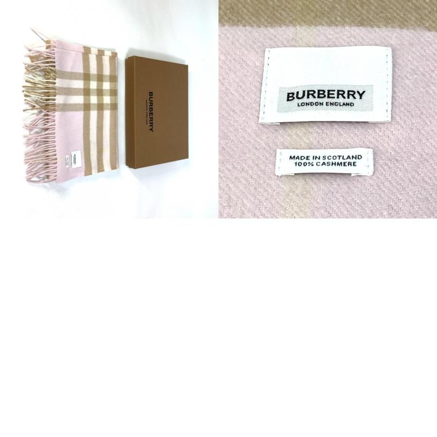BURBERRY バーバリー フリンジ チェック柄 アパレル マフラー カシミヤ ピンク レディース【中古】 | BURBERRY | 09