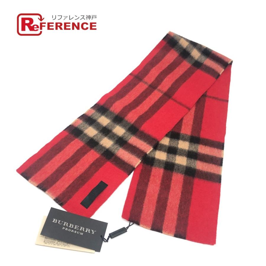 未使用 BURBERRY バーバリー チェック柄 防寒具 ファッション小物 ショート Prorsum プロ―サム マフラー レッド レディース【中古】 | BURBERRY