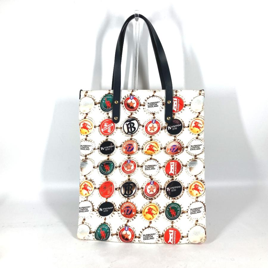 美品 BURBERRY バーバリー ロゴ トートバッグ カバン 縦型 ショルダー