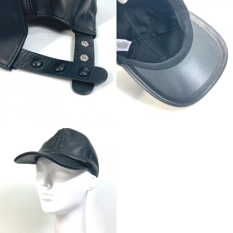 BURBERRY バーバリー 8020234 TB 帽子 キャップ レザー ブラック ユニ