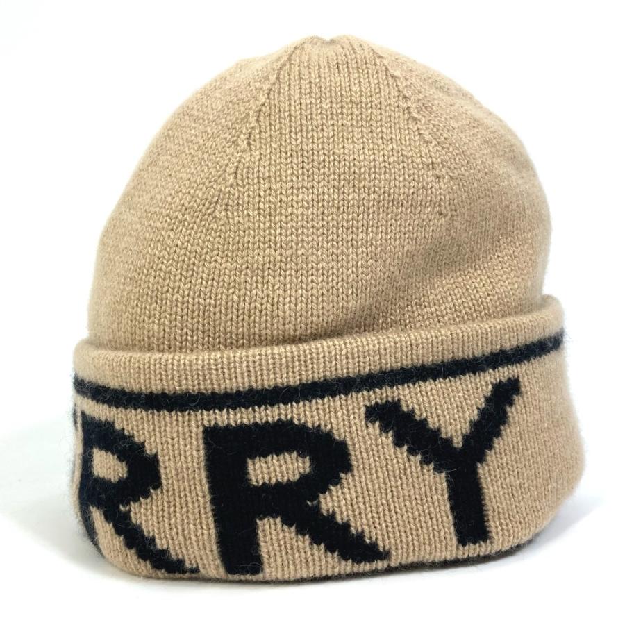 BURBERRY バーバリー 8023983 インターシャカシミア ビーニー ロゴ ニットキャップ 帽子 ニット帽 カシミヤ ベージュ レディース【中古】 | BURBERRY | 01