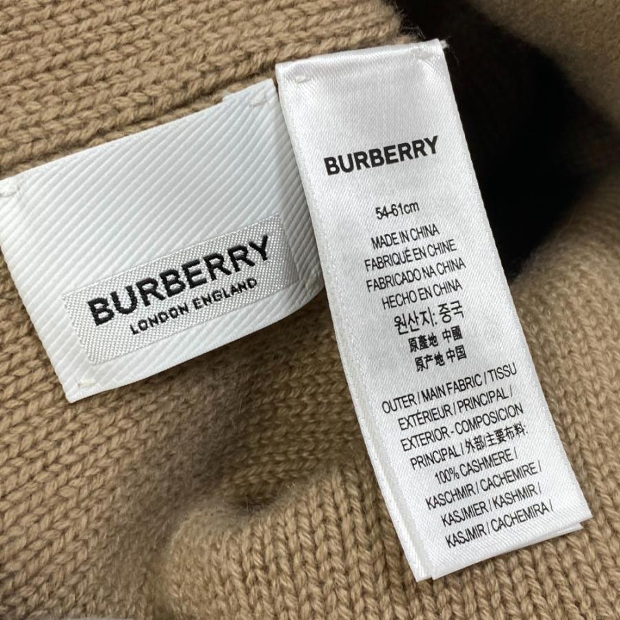 BURBERRY バーバリー 8023983 インターシャカシミア ビーニー ロゴ ニットキャップ 帽子 ニット帽 カシミヤ ベージュ レディース【中古】 | BURBERRY | 06