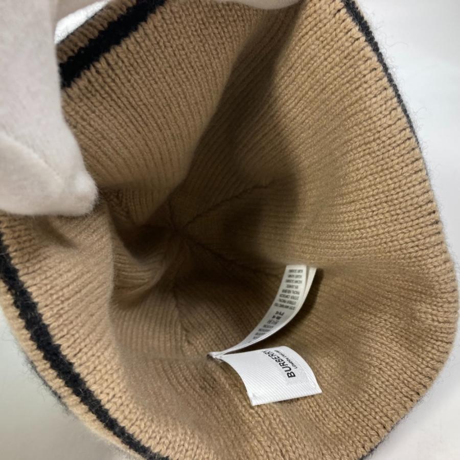BURBERRY バーバリー 8023983 インターシャカシミア ビーニー ロゴ ニットキャップ 帽子 ニット帽 カシミヤ ベージュ レディース【中古】 | BURBERRY | 08