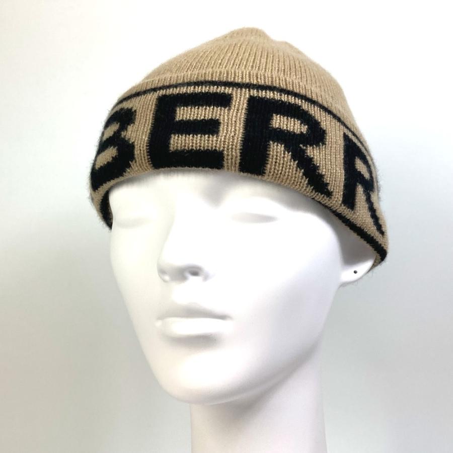 BURBERRY バーバリー 8023983 インターシャカシミア ビーニー ロゴ ニットキャップ 帽子 ニット帽 カシミヤ ベージュ レディース【中古】 | BURBERRY | 09