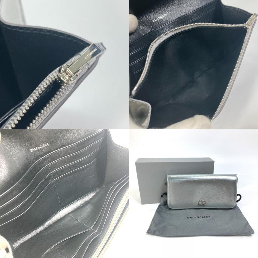 BALENCIAGA バレンシアガ 601479 BBロゴ 2つ折り ロングウォレット 長財布 シルバー メンズ【中古】 | BALENCIAGA | 09