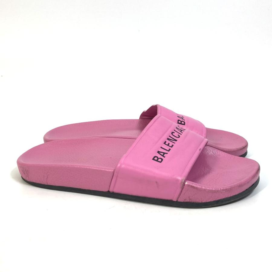 BALENCIAGA バレンシアガ 517226 ロゴ 靴 フラットサンダル プールサンダル　シャワーサンダル サンダル レザー ピンク レディース【中古】 | BALENCIAGA | 03