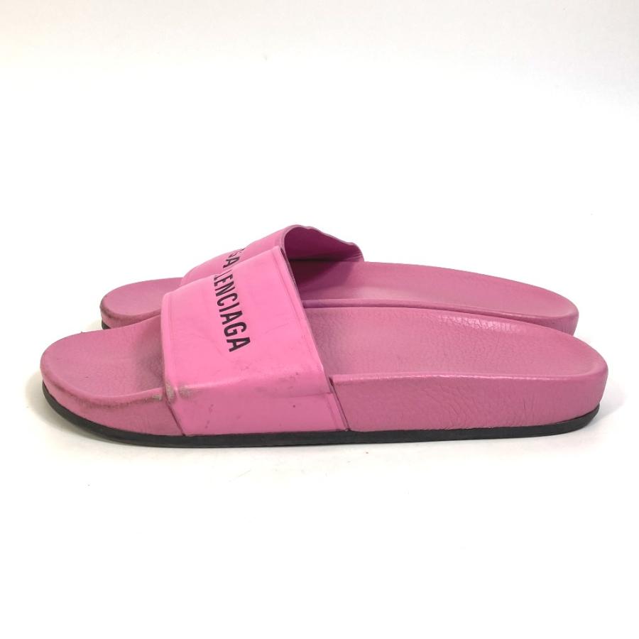 BALENCIAGA バレンシアガ 517226 ロゴ 靴 フラットサンダル プールサンダル　シャワーサンダル サンダル レザー ピンク レディース【中古】 | BALENCIAGA | 04