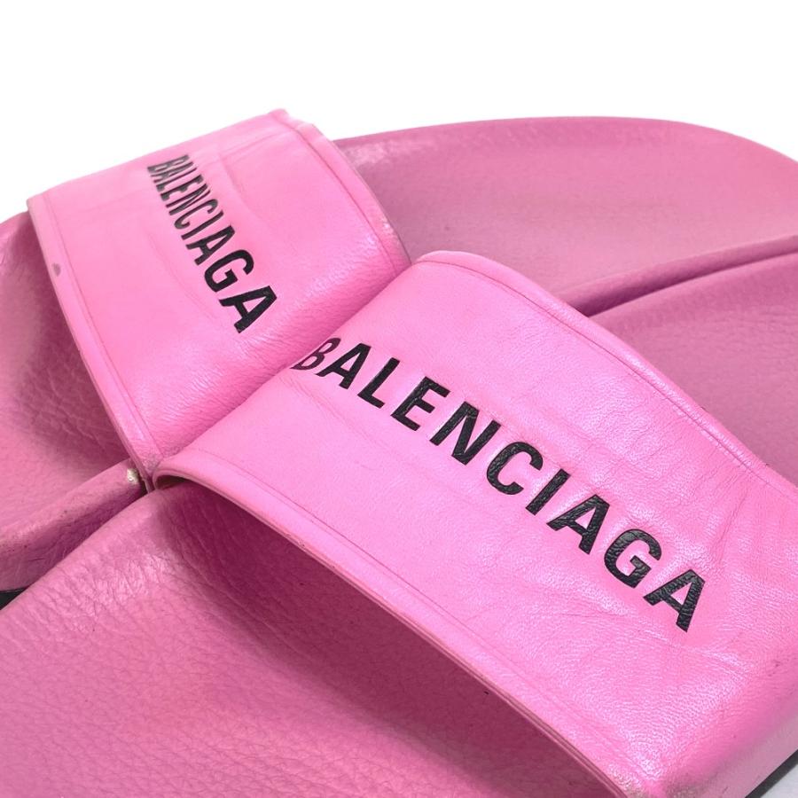 BALENCIAGA バレンシアガ 517226 ロゴ 靴 フラットサンダル プールサンダル　シャワーサンダル サンダル レザー ピンク レディース【中古】 | BALENCIAGA | 05