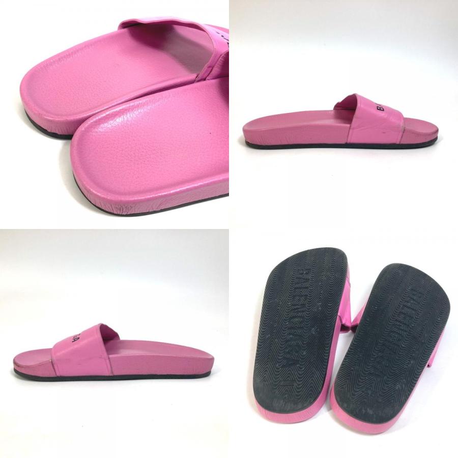 BALENCIAGA バレンシアガ 517226 ロゴ 靴 フラットサンダル プールサンダル　シャワーサンダル サンダル レザー ピンク レディース【中古】 | BALENCIAGA | 08
