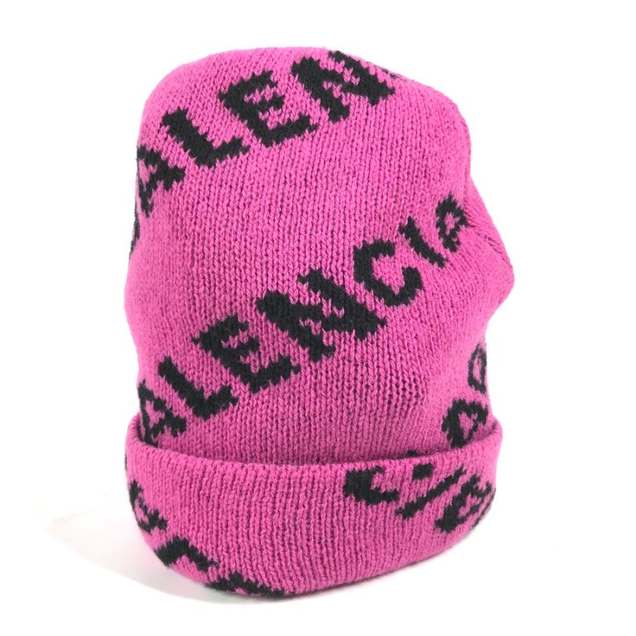 BALENCIAGA バレンシアガ 555282 ロゴ バイカラー ビーニー 帽子 ニット帽 ニットキャップ ニット帽 ピンク レディース【中古】 | BALENCIAGA | 01