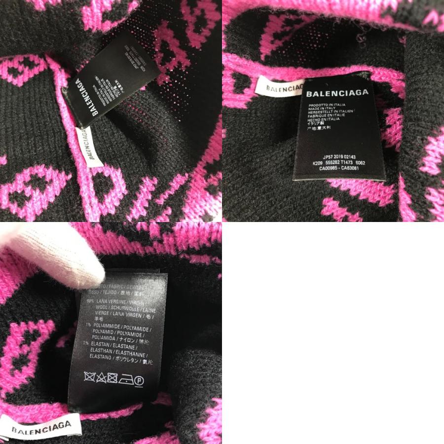 BALENCIAGA バレンシアガ 555282 ロゴ バイカラー ビーニー 帽子 ニット帽 ニットキャップ ニット帽 ピンク レディース【中古】 | BALENCIAGA | 09
