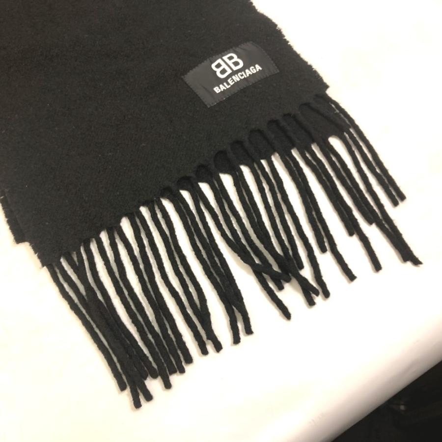 BALENCIAGA バレンシアガ 673309 ロゴ フリンジ マフラー ウール ブラック レディース【中古】 | BALENCIAGA | 02