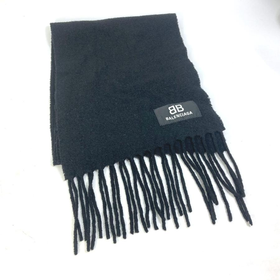 BALENCIAGA バレンシアガ 673309 ロゴ フリンジ マフラー ウール ブラック レディース【中古】 | BALENCIAGA | 03