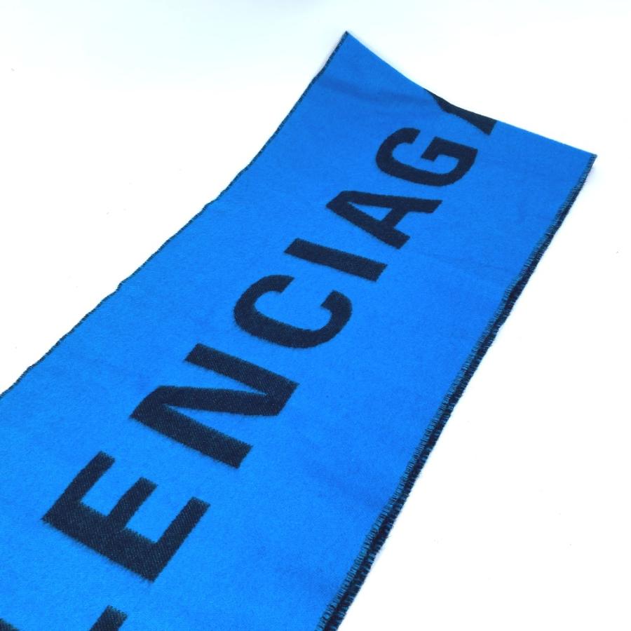 美品 BALENCIAGA バレンシアガ ロゴ バイカラー マフラー ブルー レディース【中古】 | BALENCIAGA | 02