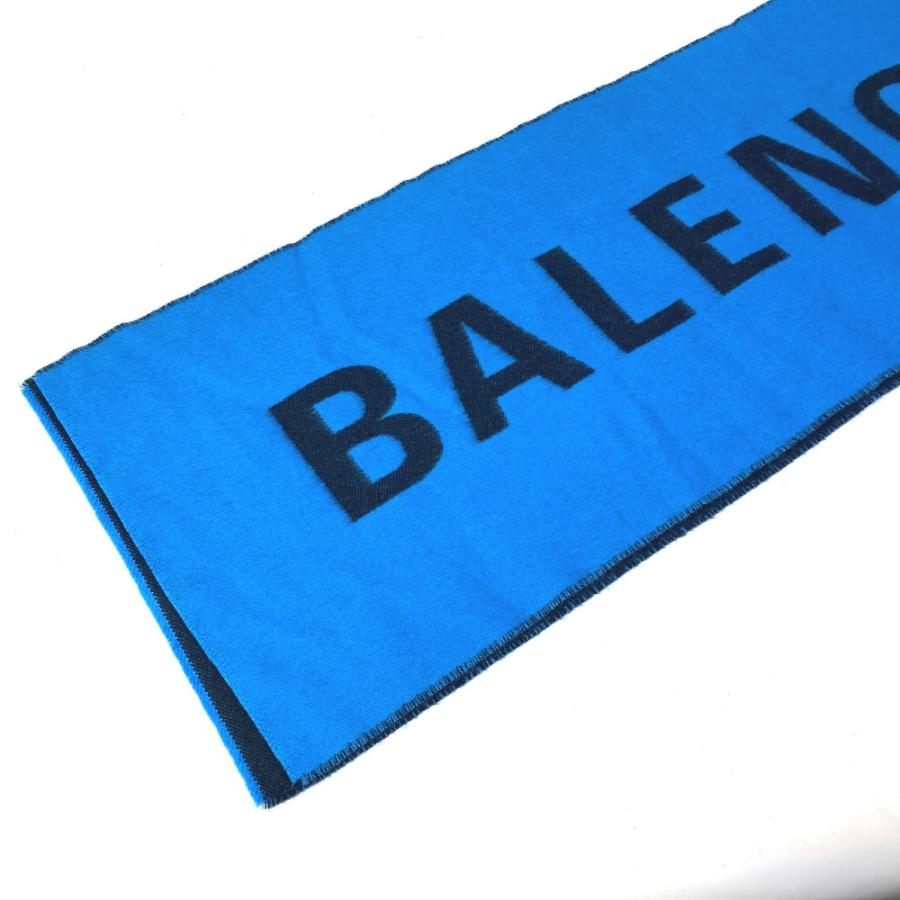 美品 BALENCIAGA バレンシアガ ロゴ バイカラー マフラー ブルー レディース【中古】 | BALENCIAGA | 03