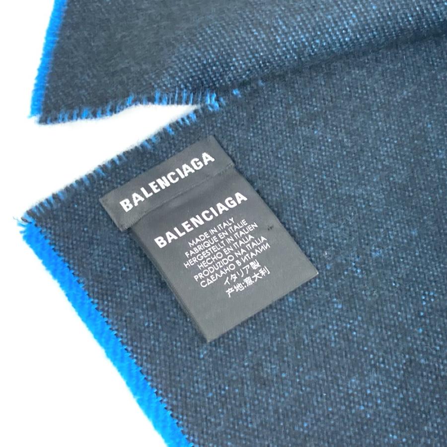 美品 BALENCIAGA バレンシアガ ロゴ バイカラー マフラー ブルー レディース【中古】 | BALENCIAGA | 05