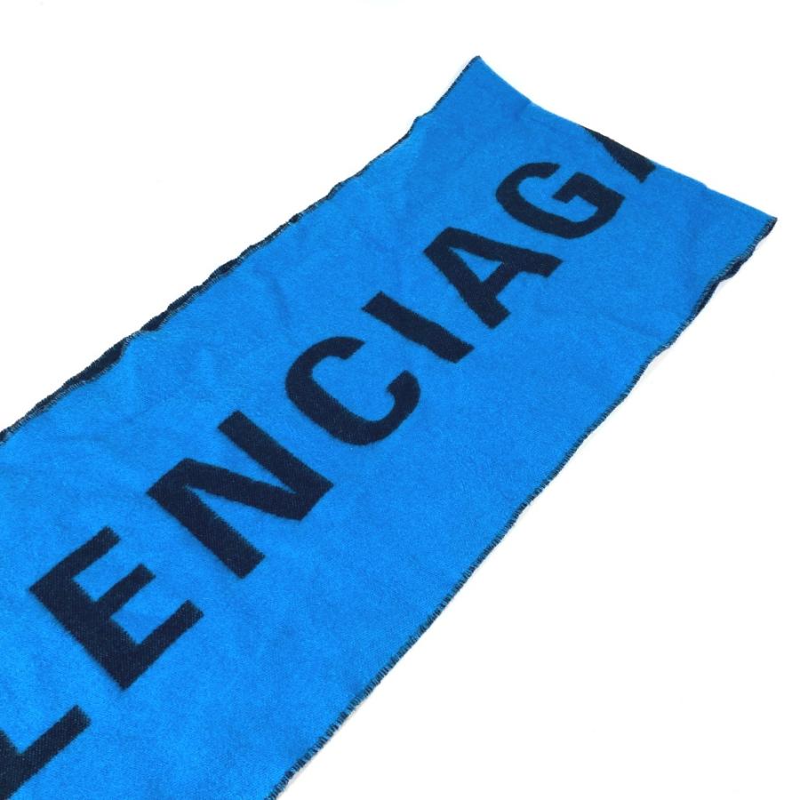 BALENCIAGA バレンシアガ ロゴ バイカラー マフラー ブルー メンズ【中古】_2