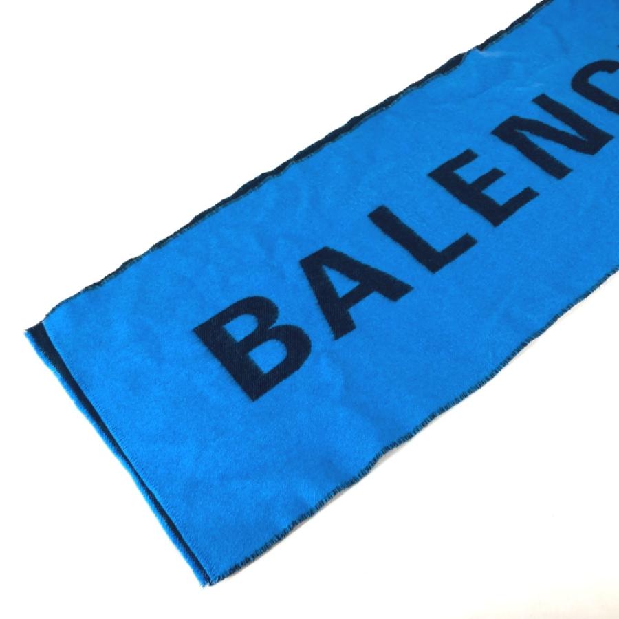 BALENCIAGA バレンシアガ ロゴ バイカラー マフラー ブルー メンズ【中古】_3