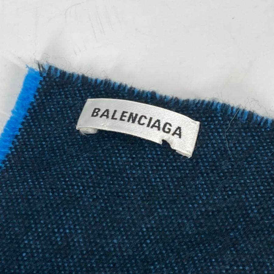 BALENCIAGA バレンシアガ ロゴ バイカラー マフラー ブルー メンズ【中古】_6