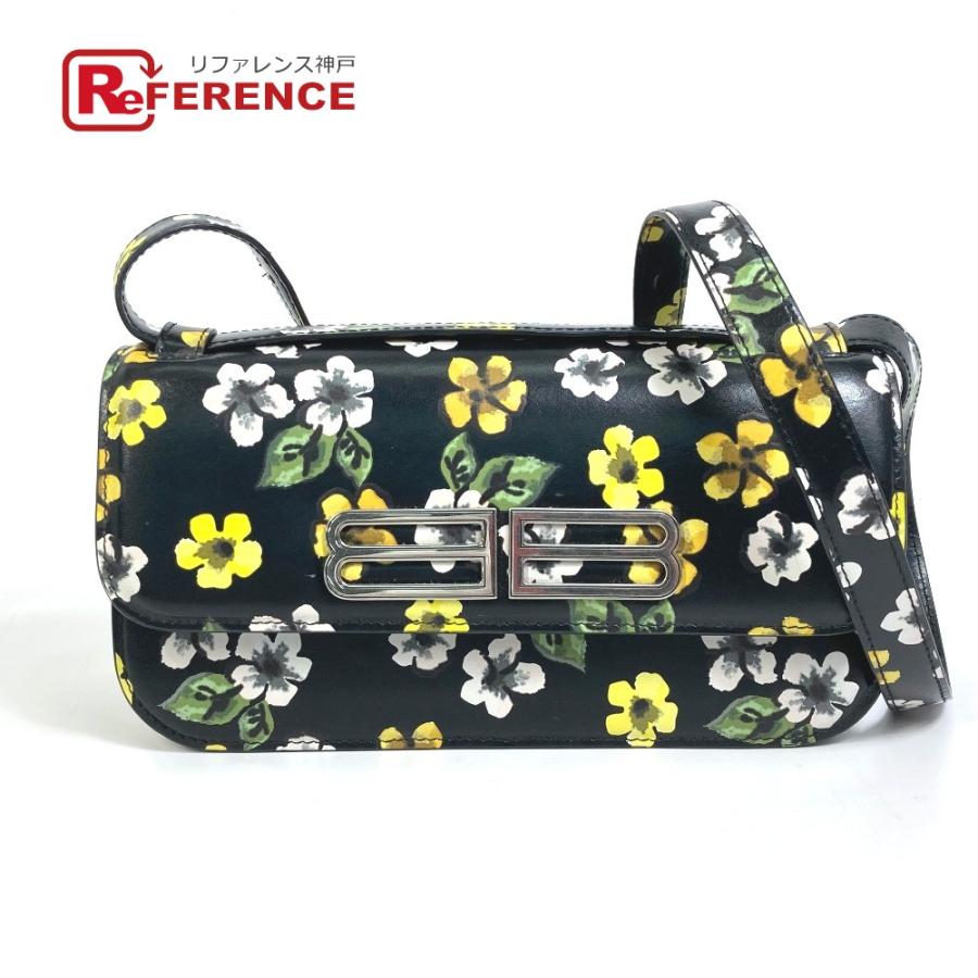BALENCIAGA バレンシアガ 674693 GOSSIP ゴシップ フラワー 肩掛け 斜め掛け ショルダーバッグ レザー ブラック レディース【中古】 | BALENCIAGA