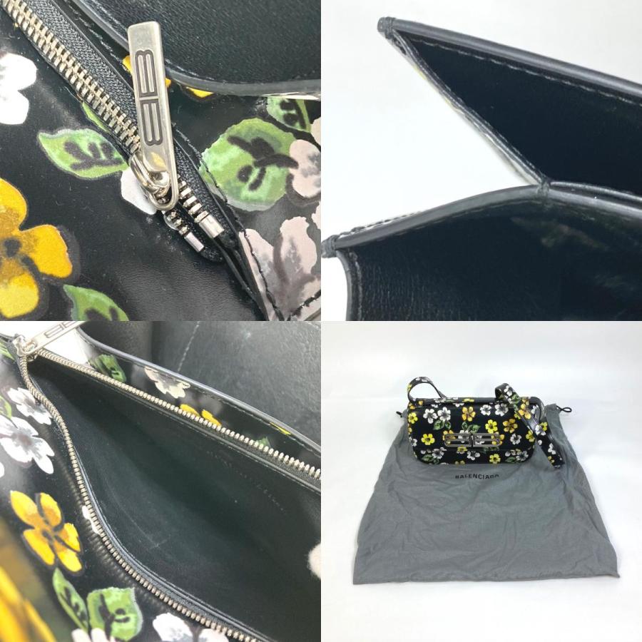 BALENCIAGA バレンシアガ 674693 GOSSIP ゴシップ フラワー 肩掛け 斜め掛け ショルダーバッグ レザー ブラック レディース【中古】 | BALENCIAGA | 09