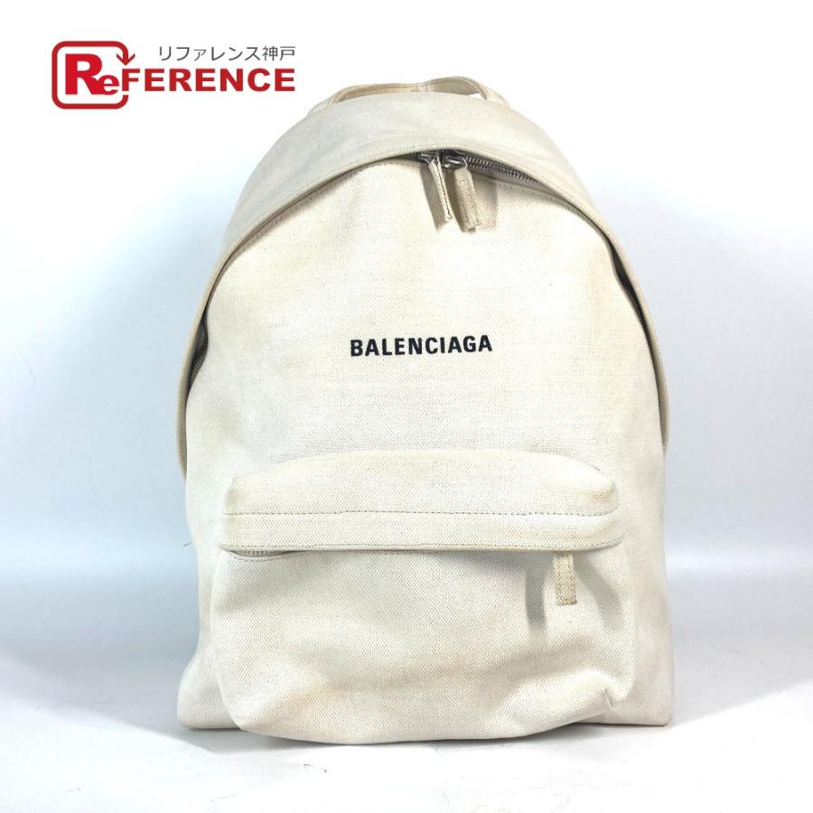 BALENCIAGA バレンシアガ 552374 エブリデイ ロゴ バックパック カバン」 リュックサック ホワイト メンズ【中古】 | BALENCIAGA