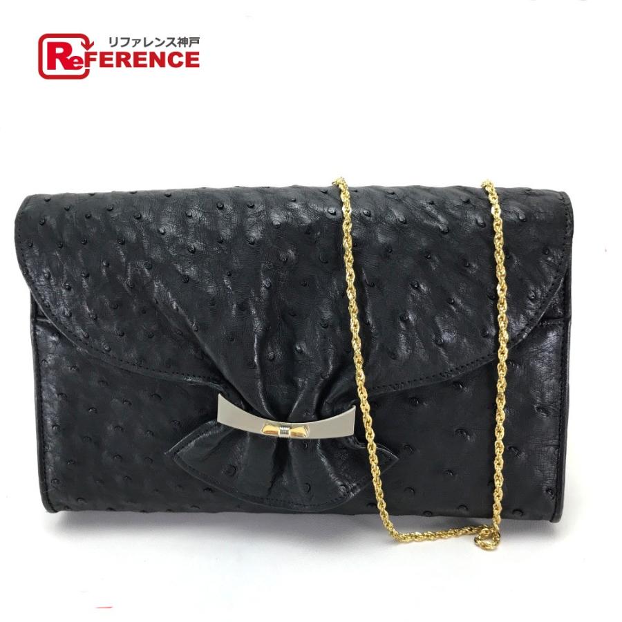 no brand ノーブランド クラッチバッグ チェーンショルダーバッグ 肩掛け 2wayバッグ オーストリッチ レディース | 