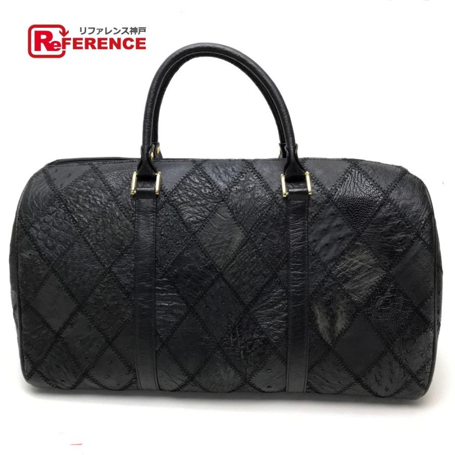 no brand ノーブランド ハンドバッグ ショルダーバッグ パッチワーク メンズ ボストンバッグ オーストリッチ | 