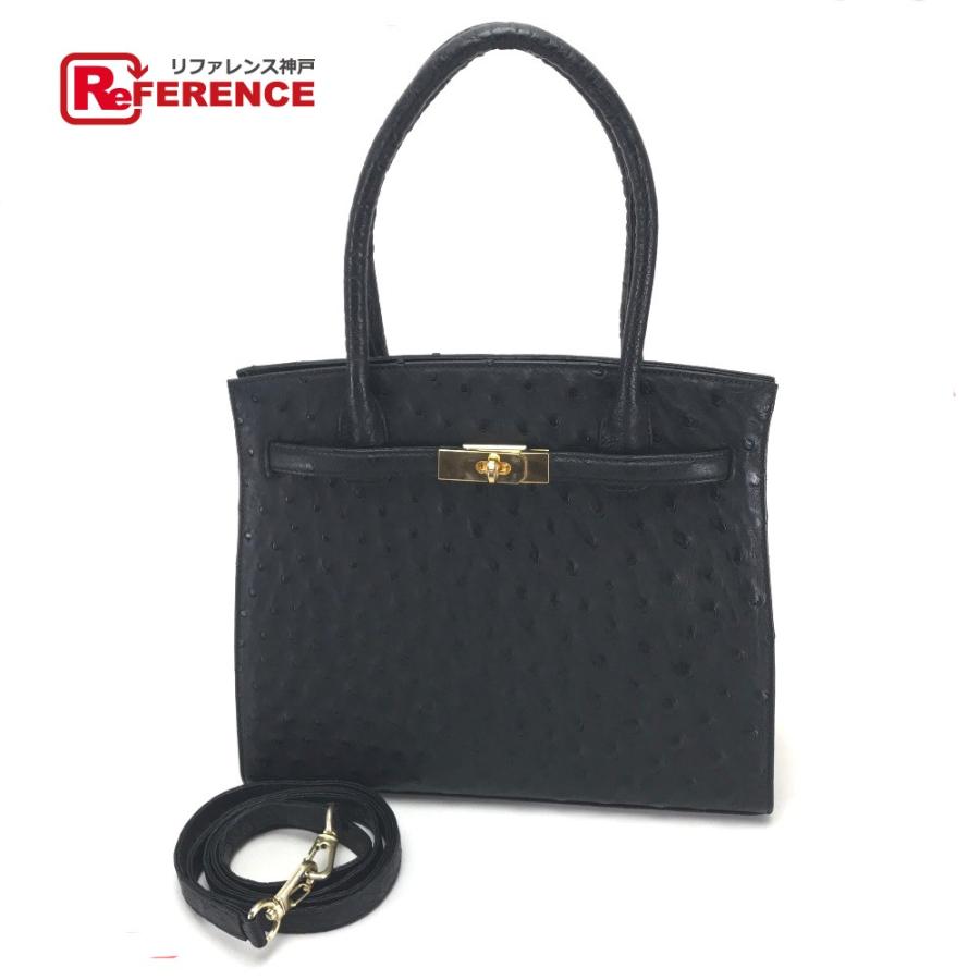 nobrand ノーブランド 2wayバッグ ハンドバッグ ショルダーバッグ トートバッグ オーストリッチ レディース | 