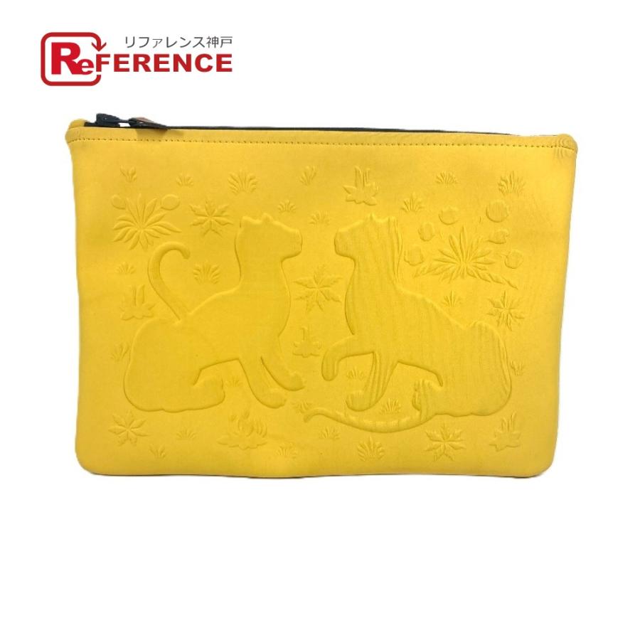 HERMES エルメス ネオバンMM レオパード 豹柄 ヒョウ クラッチバッグ マルチポーチ メイクポーチ ポーチ イエロー ユニセックス【中古】 | HERMES