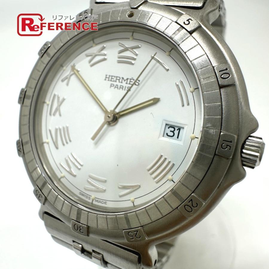 HERMES エルメス キャプテンニモ クオーツ デイト  腕時計 シルバー メンズ【中古】 | HERMES