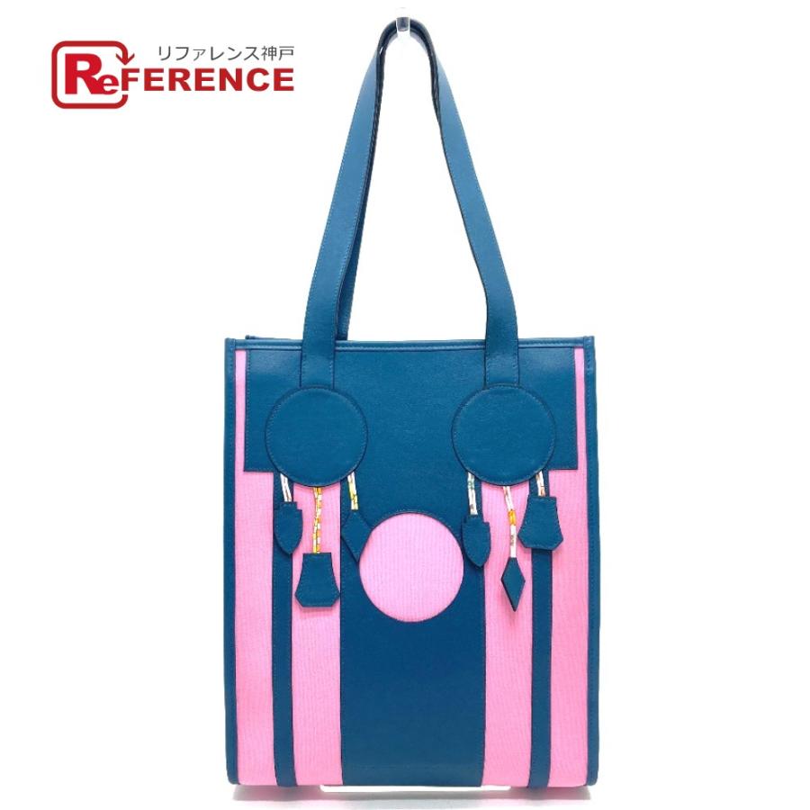 美品 HERMES エルメス プティアッシュ ドリームキャッチャー トートバッグ ハンドバッグ レディース ネイビーピンク | HERMES