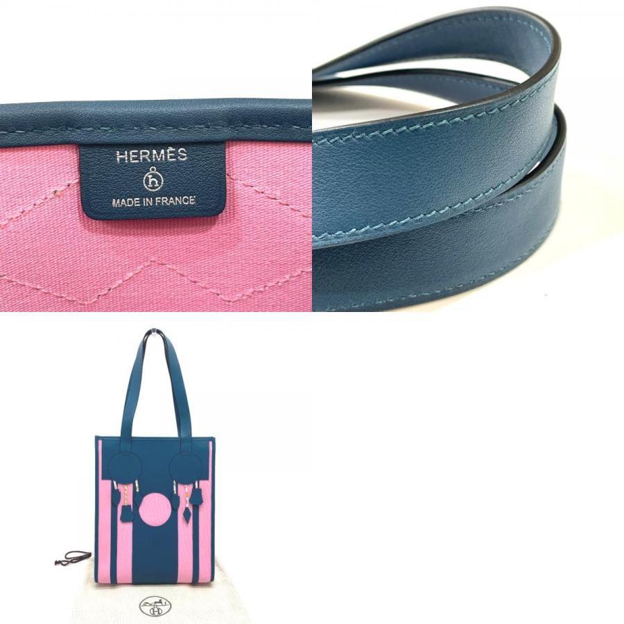 美品 HERMES エルメス プティアッシュ ドリームキャッチャー トートバッグ ハンドバッグ レディース ネイビーピンク | HERMES | 09