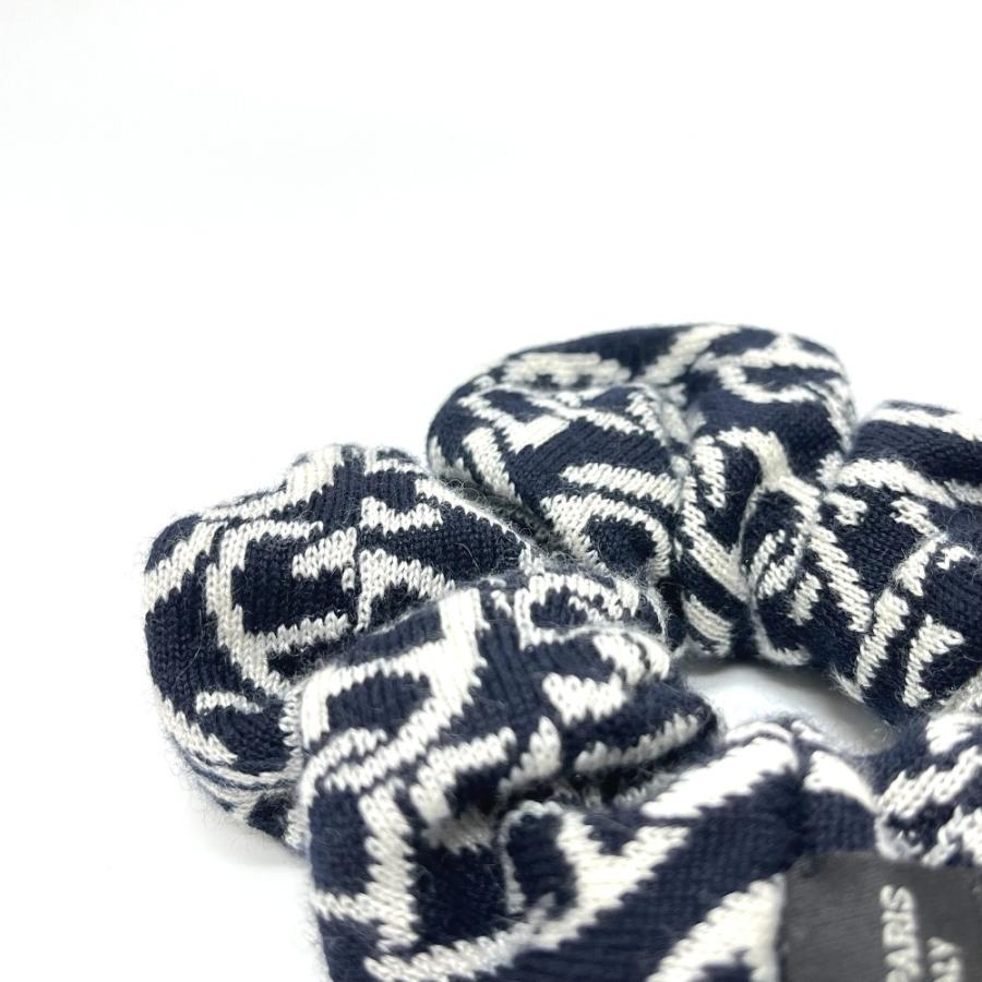 新品同様 HERMES エルメス クラウディア シェーヌダンクル柄 ヘアアクセサリー シュシュ ブラック レディース【中古】 | HERMES | 02