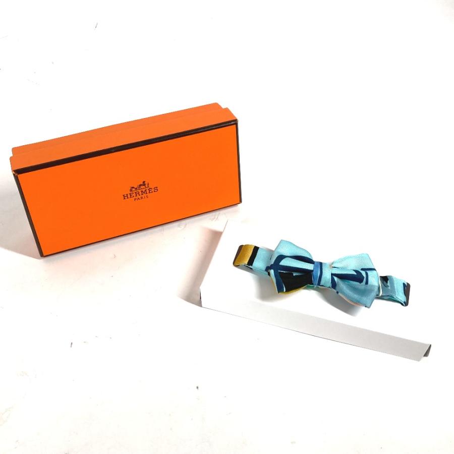美品 HERMES エルメス ヌーパピヨン アクセサリー ネクタイ りぼん リボン 蝶ネクタイ ブルー メンズ【中古】 | HERMES | 08