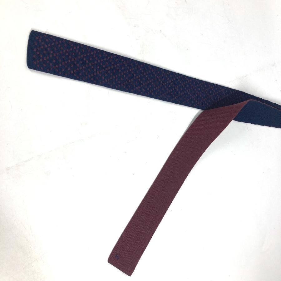 未使用 HERMES エルメス ニットタイ キャトルタン アクセサリー ネクタイ ネイビー メンズ【中古】 | HERMES | 08