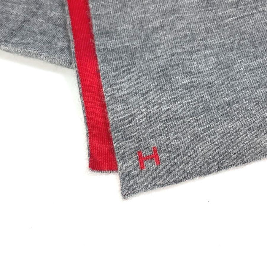 美品 HERMES エルメス アレルトゥール バイカラー Hロゴ マフラー グレー レディース【中古】 | HERMES | 01