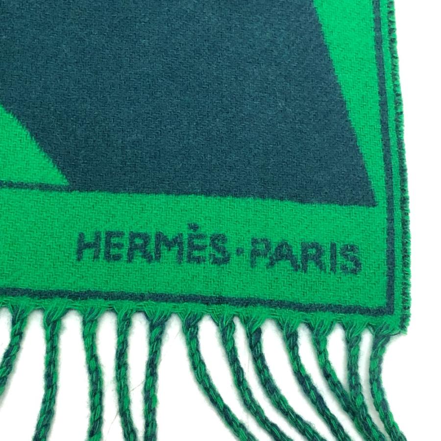 未使用 HERMES エルメス カマイユ ファッション小物 防寒具 フリンジ マフラー カシミヤ グリーン レディース【中古】 | HERMES | 09