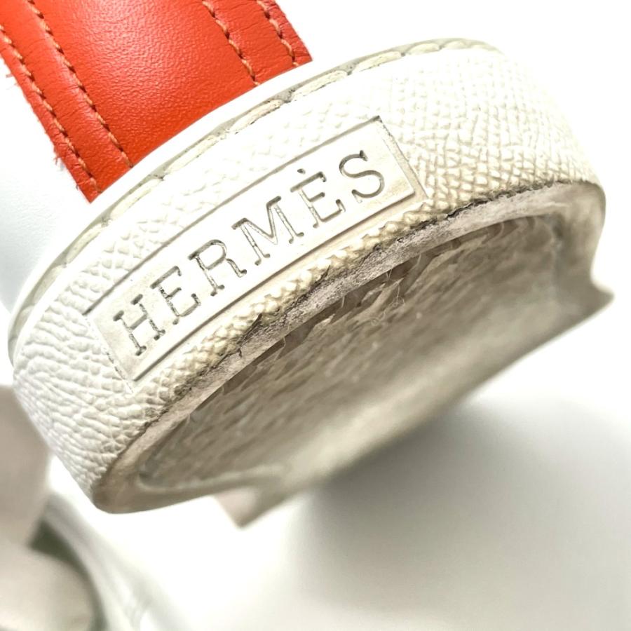 HERMES エルメス アヴァンタージュ 2020SS スポーツシューズ スニーカー レザー レディース　ホワイト×オレンジ | HERMES | 05